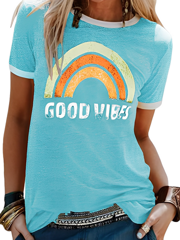 Daria - Camiseta básica con estampado Good Vibes para mujeres