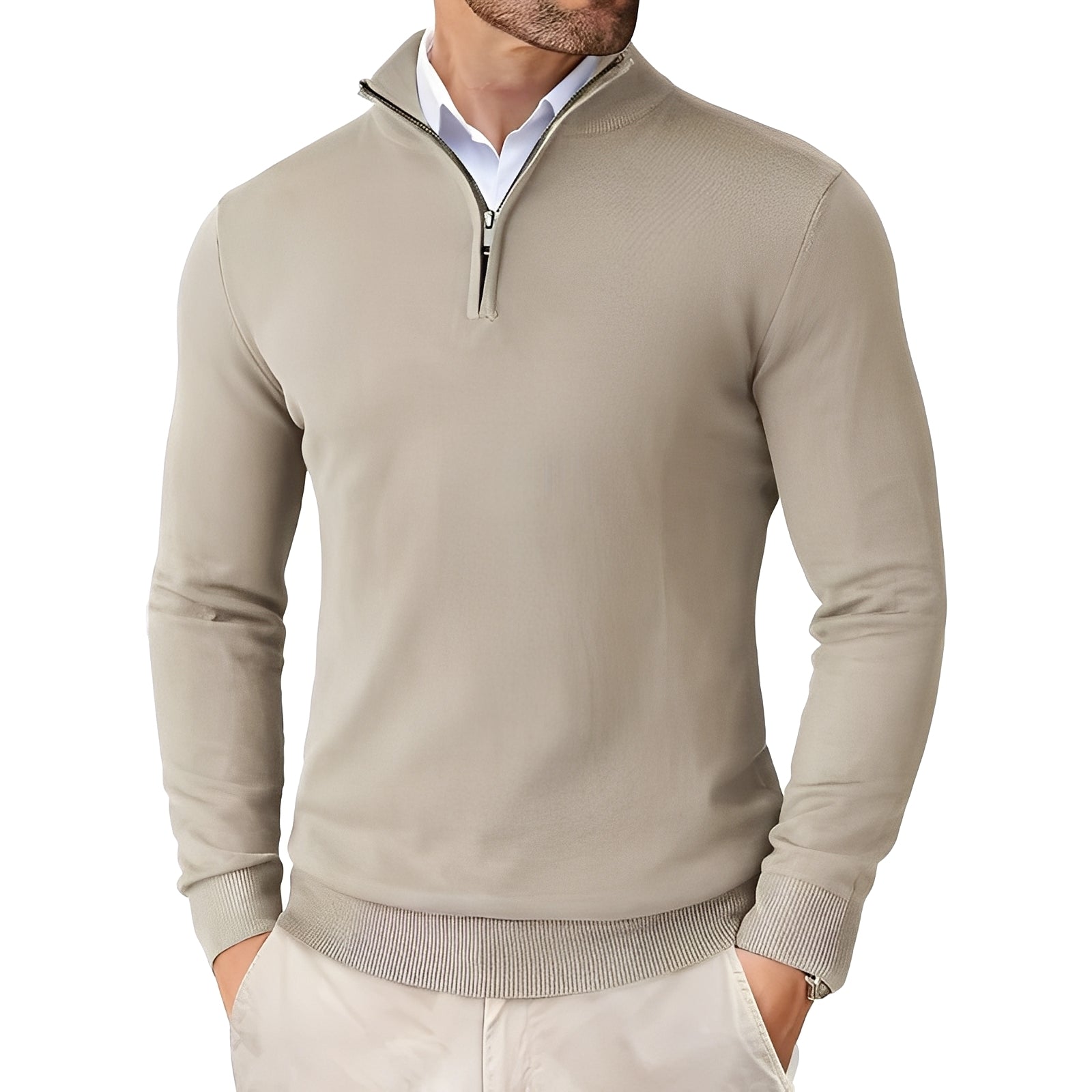 Darell - Suéter elegante de punto con cremallera para hombres