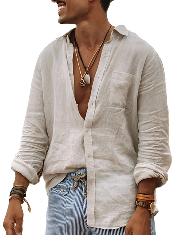 Donovan - Camisa cómoda de lino suelta para hombres