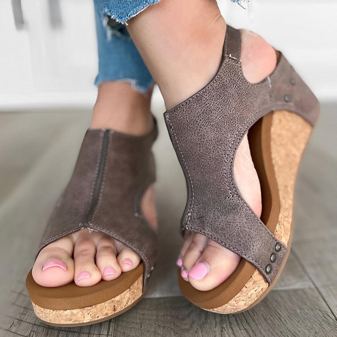 Remy - Sandalias Peep-Toe Informales para Mujeres