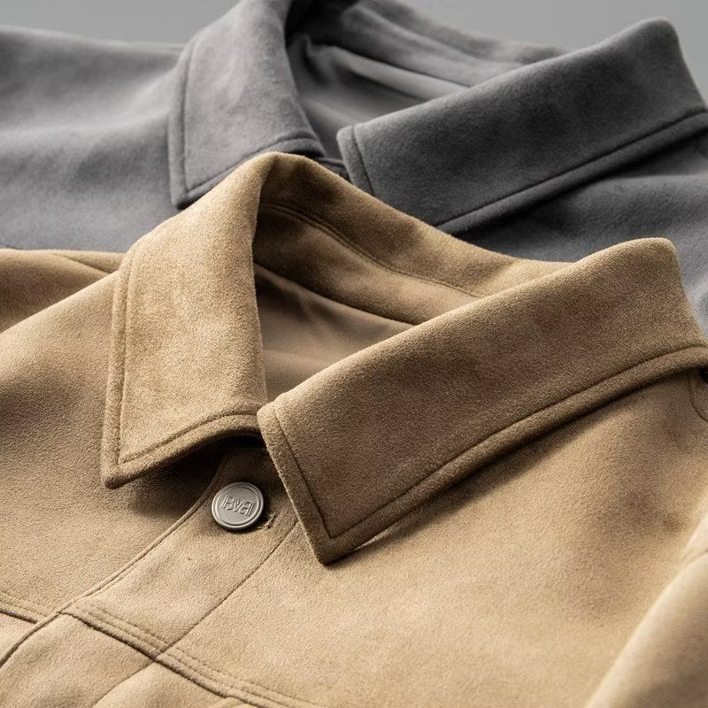 Wilbur - Tradicional Chaqueta de Cuero de Gamuza para Hombres