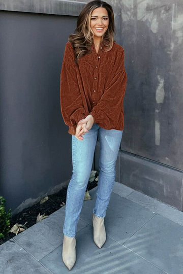Mai - Blusa de pana con mangas abullonadas moda mujer