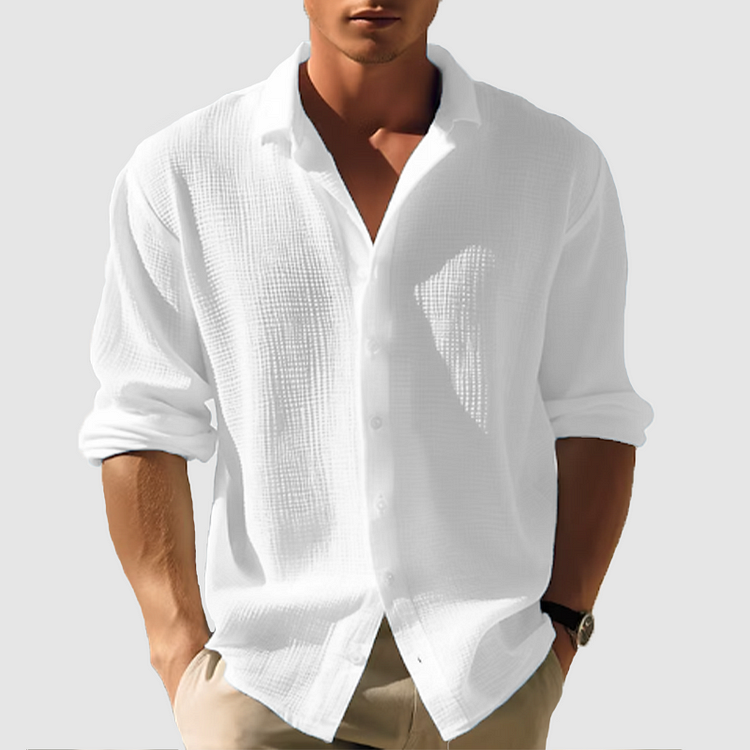 Kelvin - Camisa de Verano Hombre Botonadura Ligera