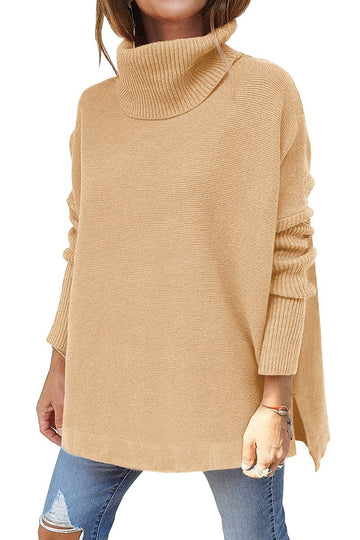 Macey - Jersey de lana para mujeres con cuello alto y estilo relajado