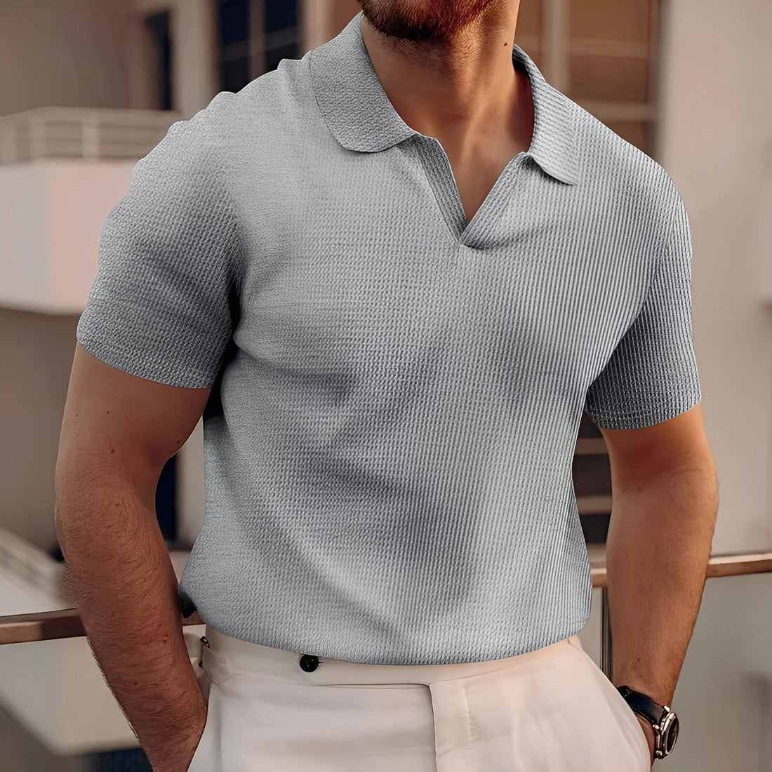 Harley - Camiseta Polo Corta de Waffle para Hombres