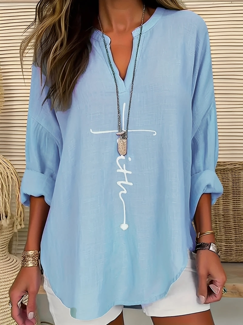 Colleen - Blusa de lino suelta y casual para mujer