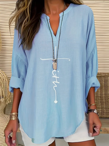 Colleen - Blusa de lino suelta y casual para mujer
