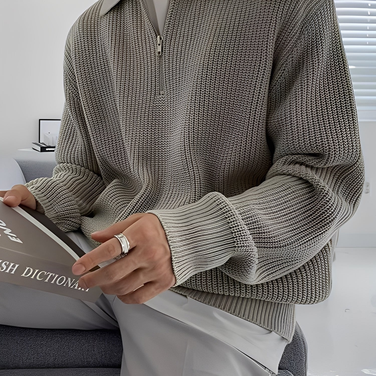 Jeffrey - Suéter elegante de punto holgado para hombres