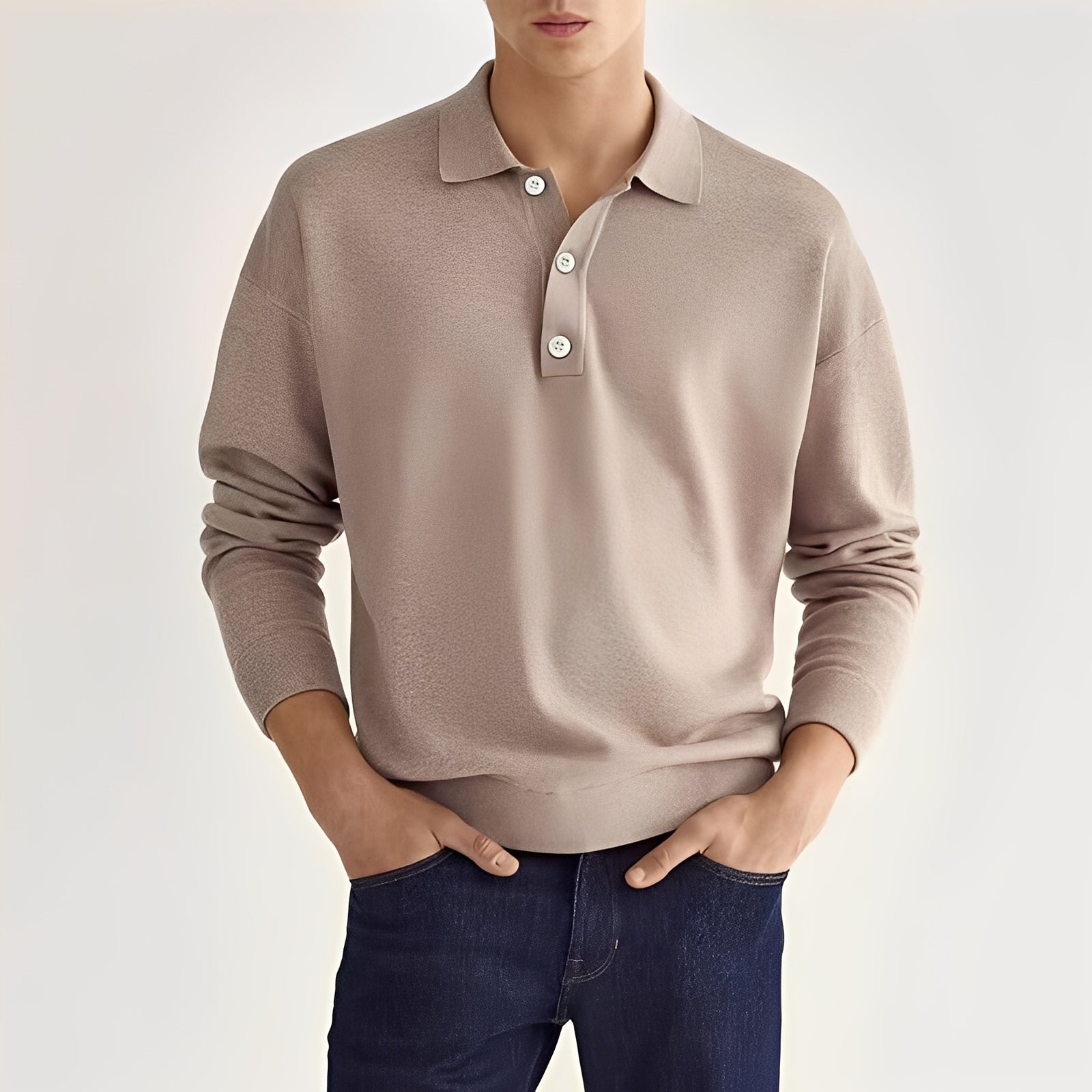 Dominic - Camisa Polo Casual de Manga Larga para Hombres