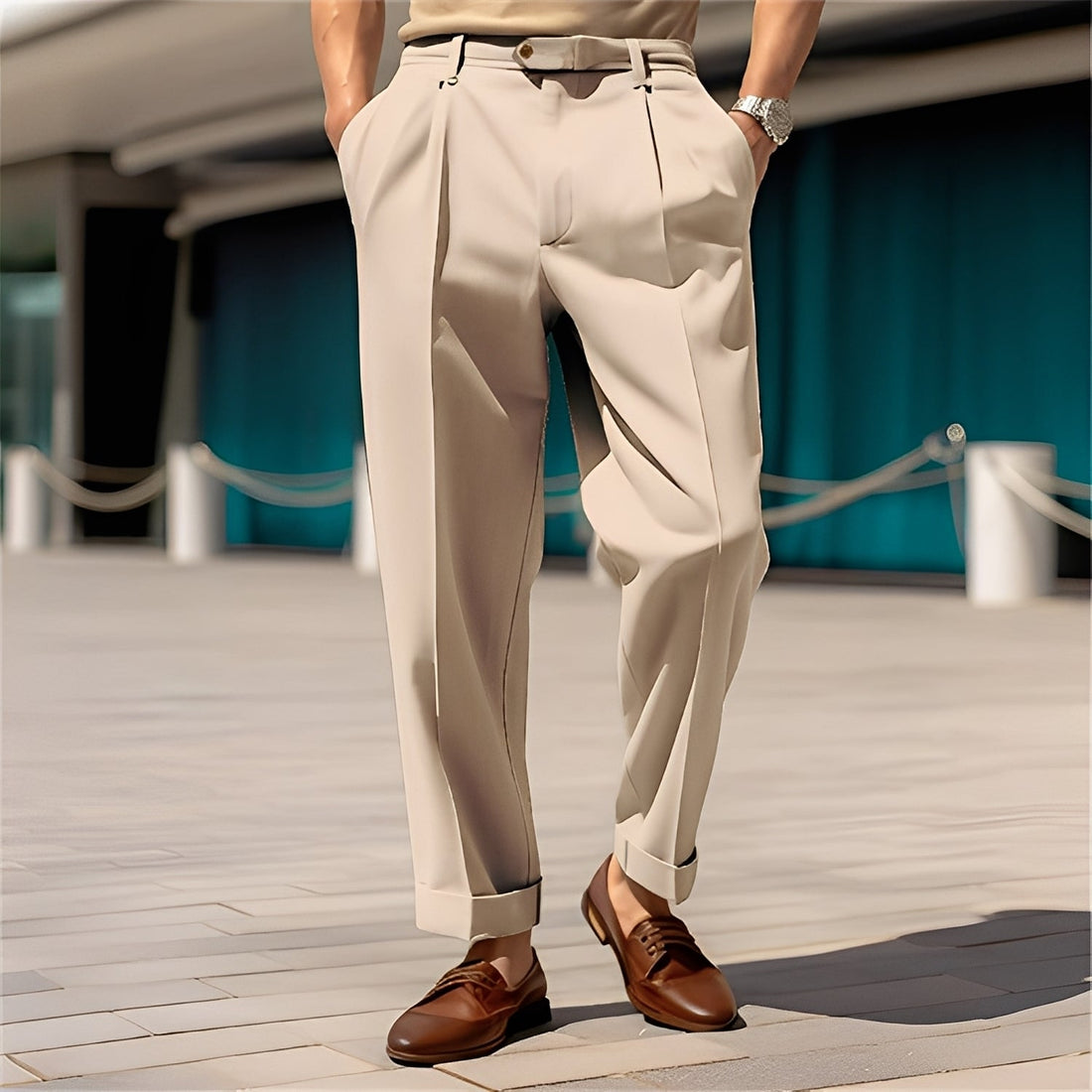 Beckham - Pantalón de traje clásico recto para hombres