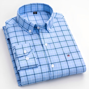 Nikolas - Camisa casual de cuadros de algodón para caballeros
