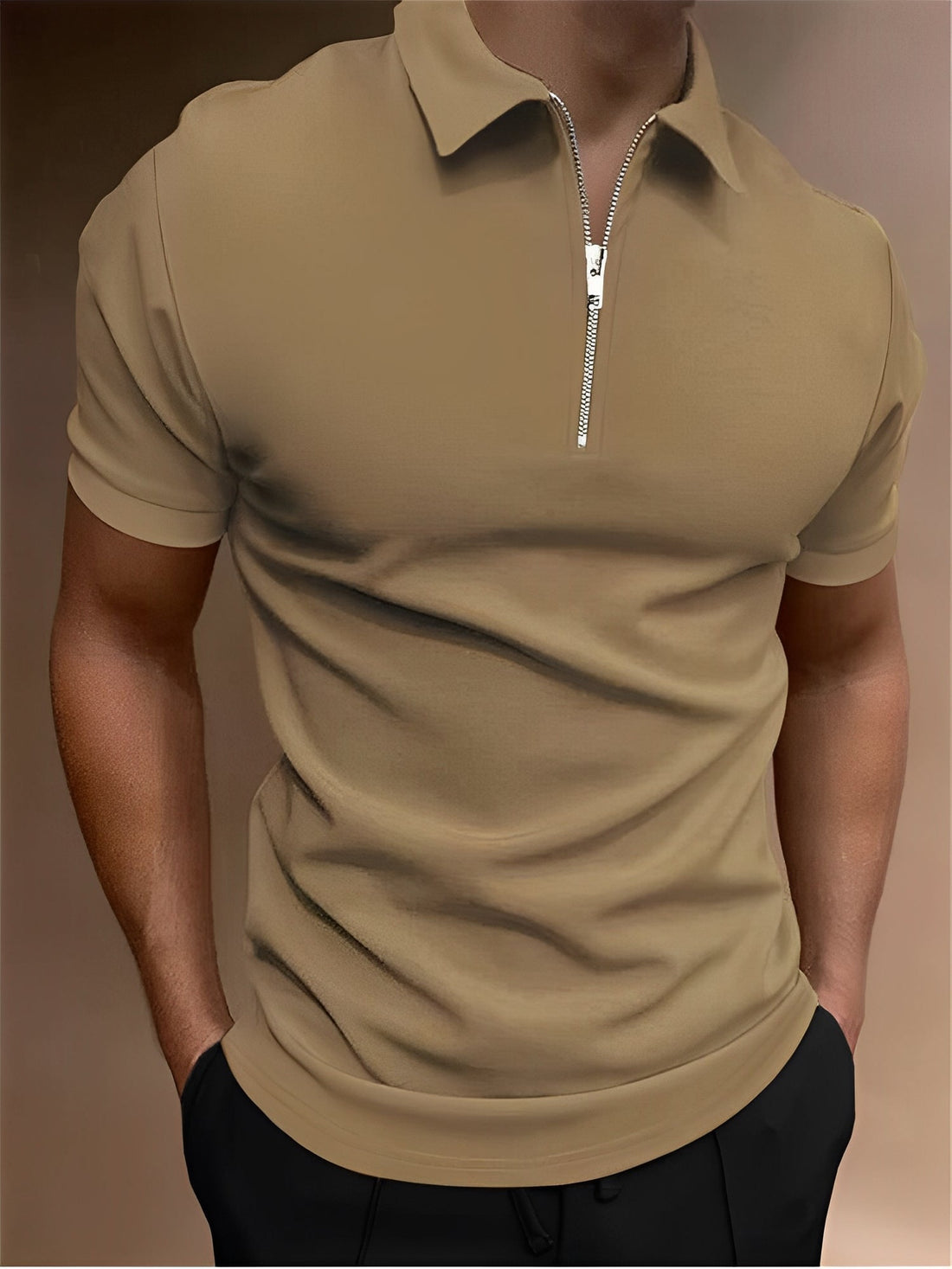 Carl - Polo Casual para Hombre con Cremallera