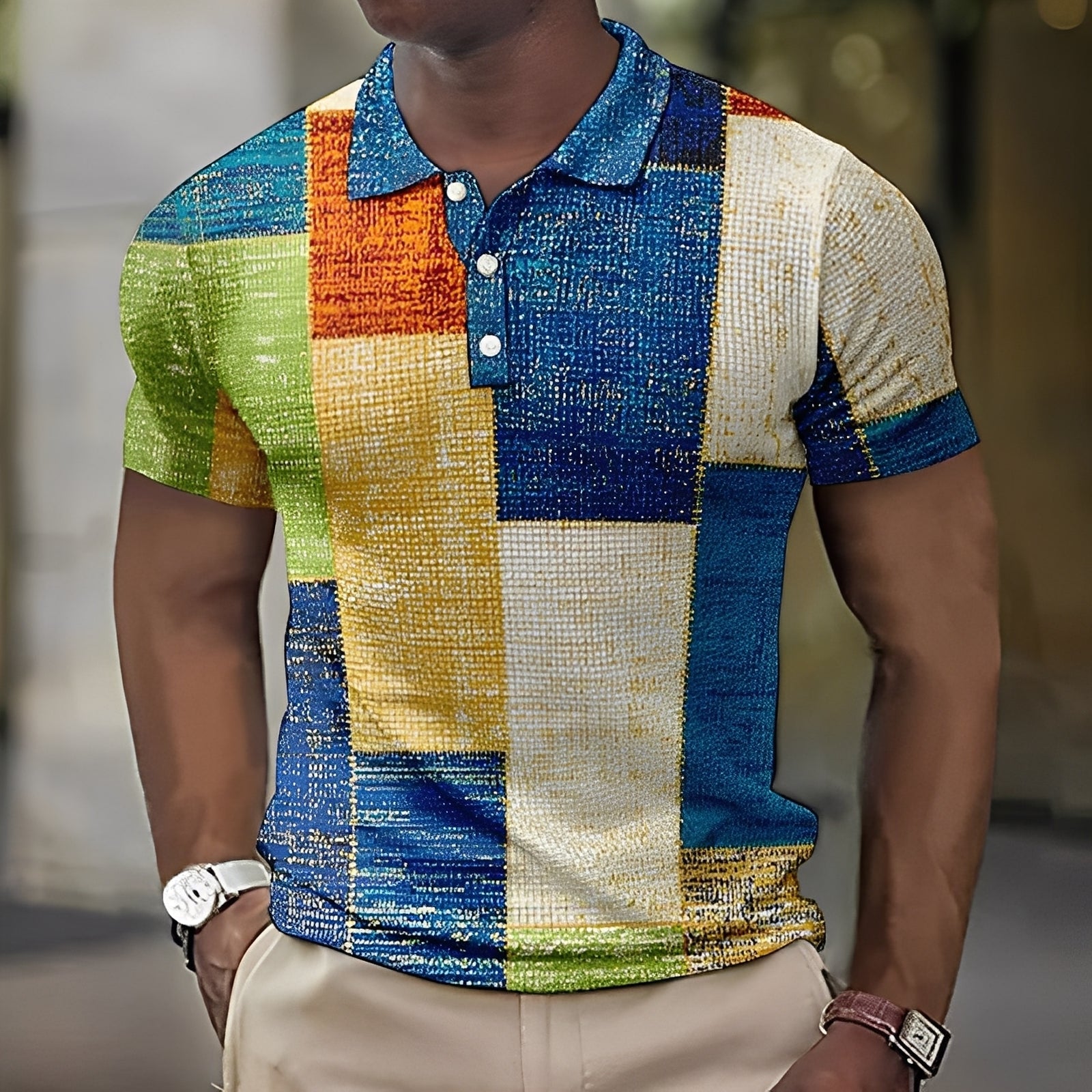 Reginald - Camiseta polo elegante y multicolor para hombres