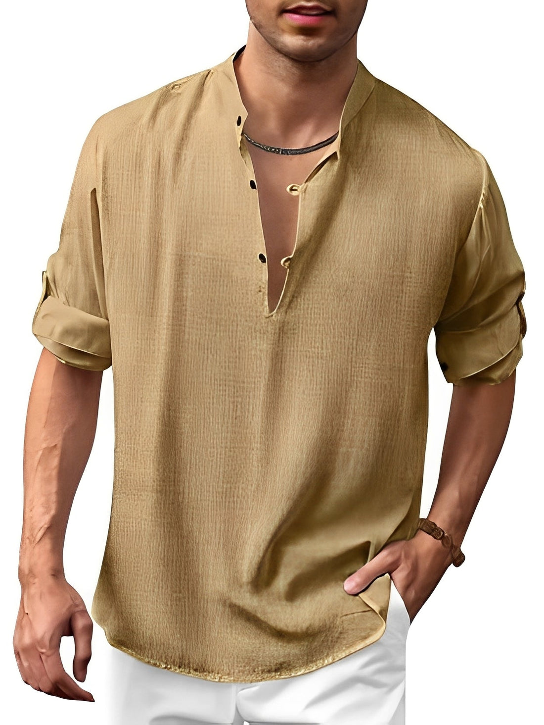 Andrew - Camisa masculina de verano de manga larga y estilo elegante