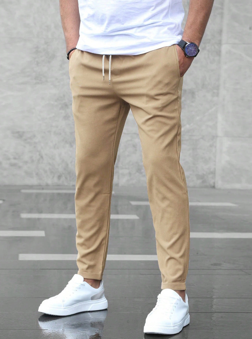 Allan - Pantalones ajustados con elástico y cordón para hombres