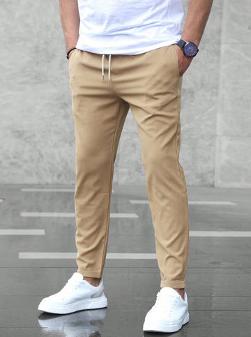 Allan - Pantalones ajustados con elástico y cordón para hombres