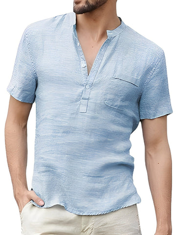 Tyrone - Camisa de lino cómoda con botones para hombres