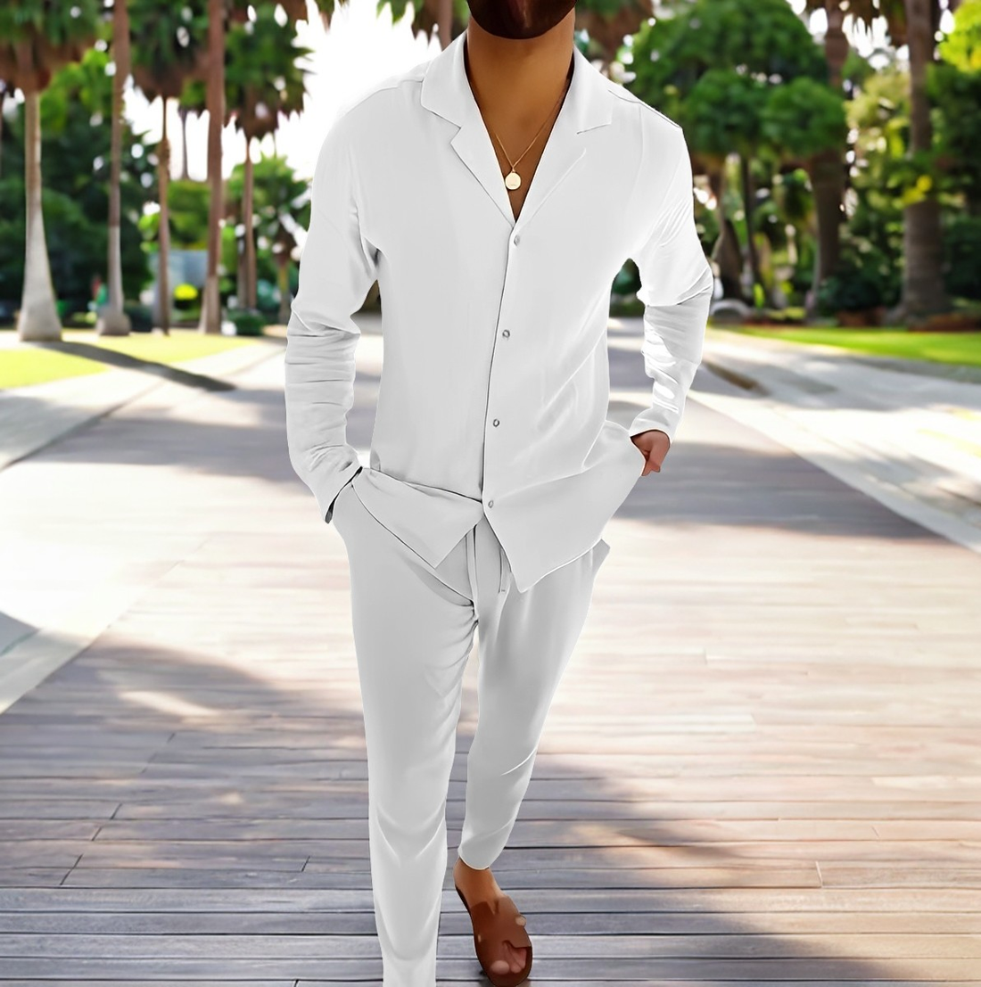 Joel - Conjunto casual de dos piezas y de un solo botón para hombres