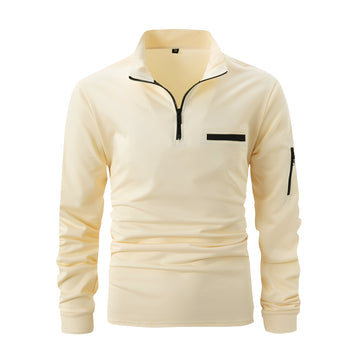 Lucian - Camisa para hombre con cremallera y bolsillo, casual