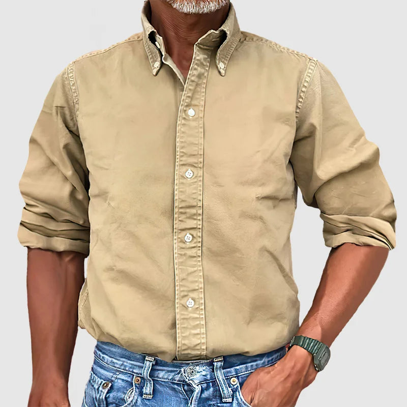 Vince – Camisa para hombre de estilo vintage con efecto desgastado