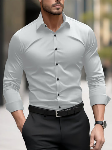 Thomas - Camisa de negocios casual con cuello tipo solapa para hombres