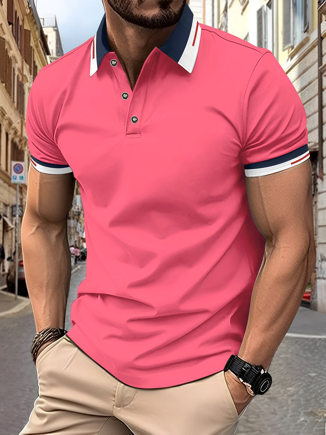 Matthew - Polo simple con botones para hombre