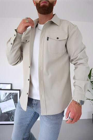 David - Camisa informal con bolsillos para hombres