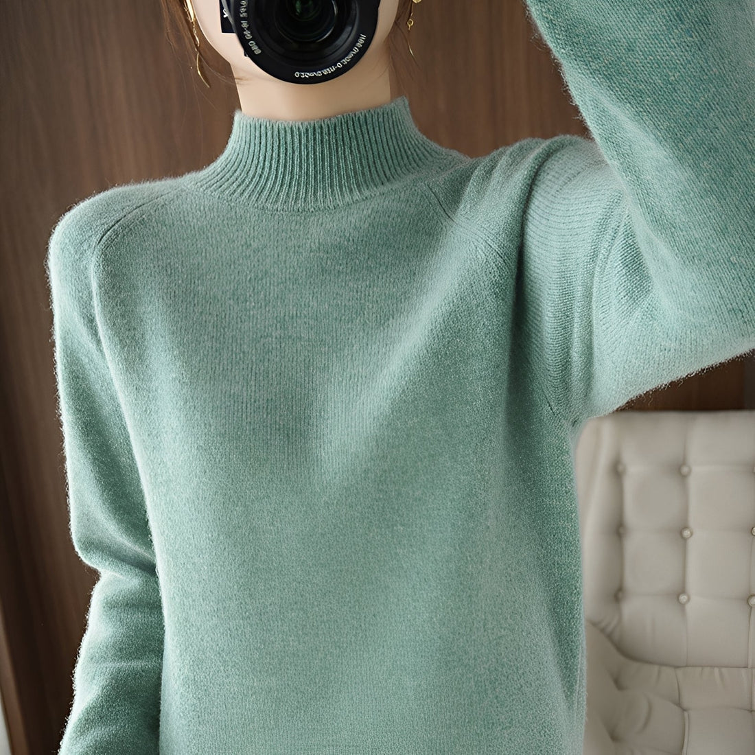 Ulyssa - Suéter elegante de cuello alto de cachemira para mujer