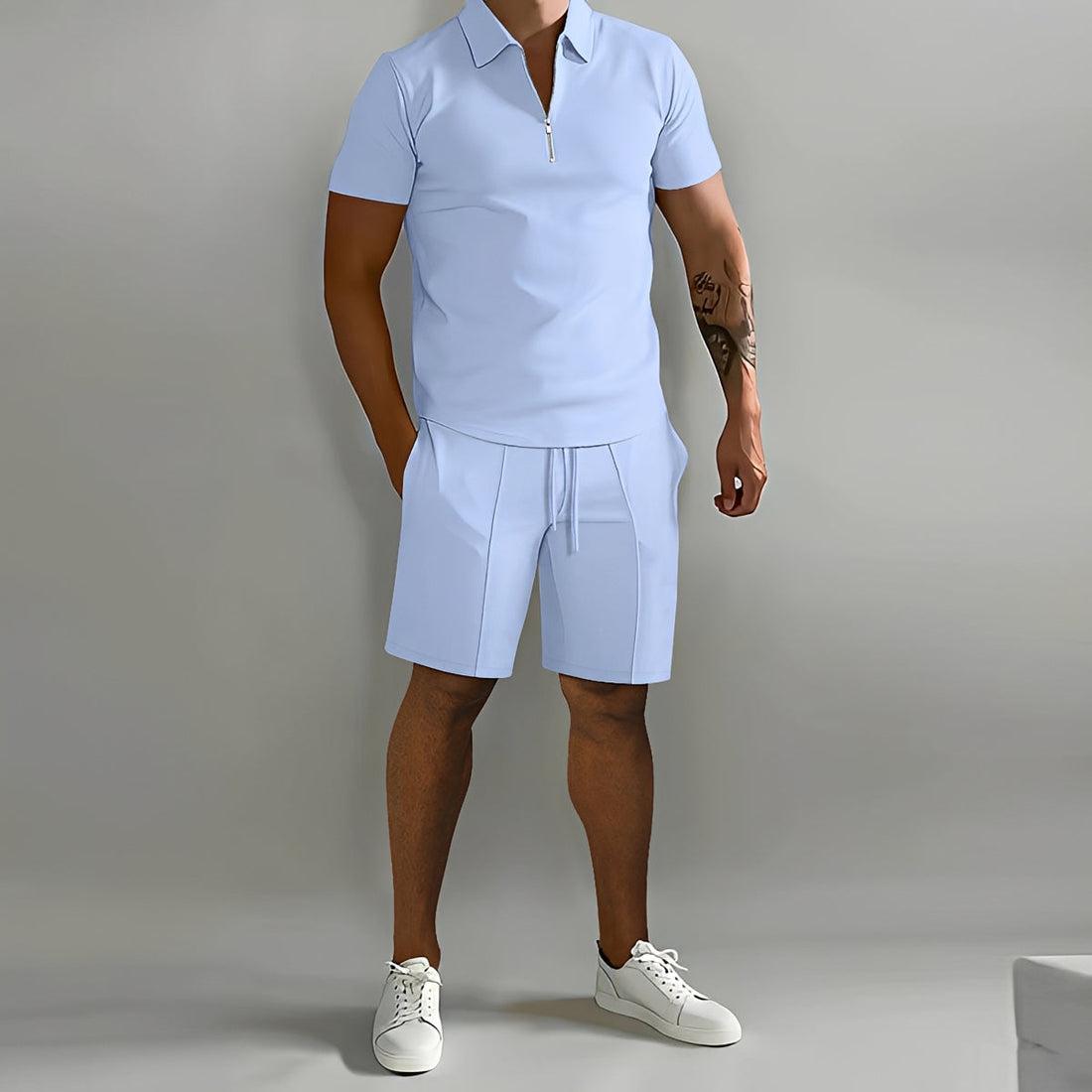 Warren - Conjunto elegante con media cremallera para hombres