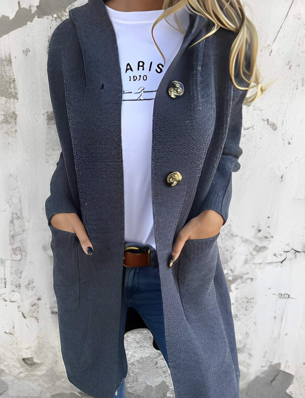 Kimmie - Largo cárdigan con capucha casual para mujeres