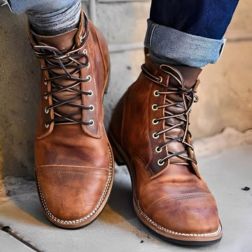 Garrick - Botas de Cuero Retro Estilo Robusto para Hombres