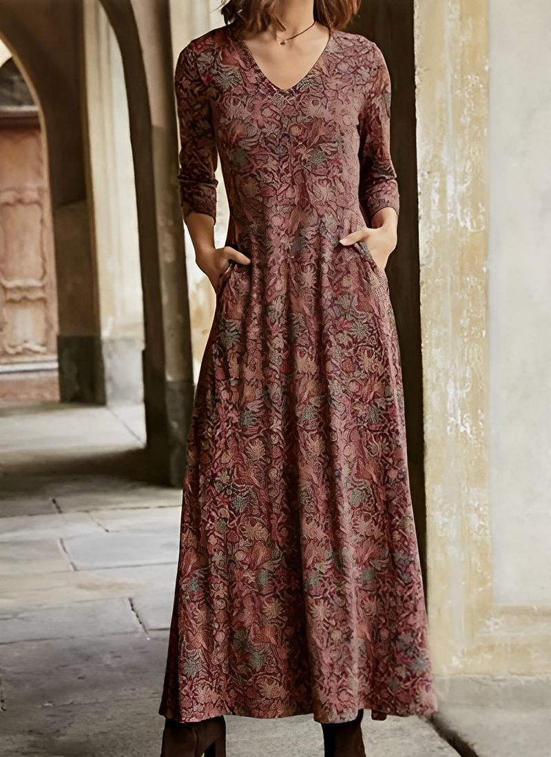 Adeline - Vestido largo mujer estampado vintage