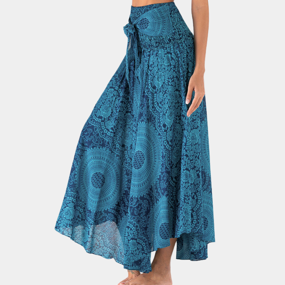 Aida - Falda para mujer, estampado bohemio largo