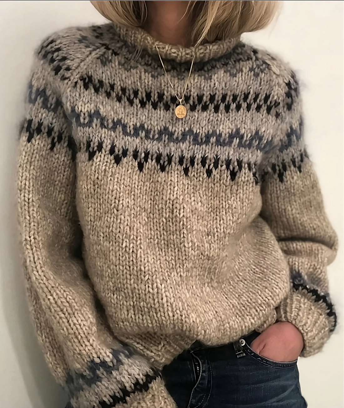 Oona - Suéter islandés acogedor con cuello alto