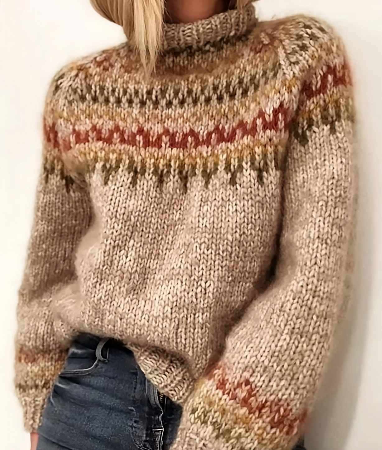 Oona - Suéter islandés acogedor con cuello alto