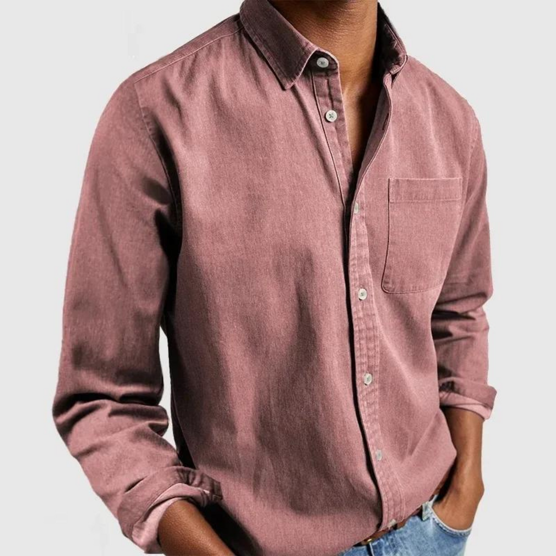 Blake - Camisa informal de manga larga con cuello de solapa para hombres