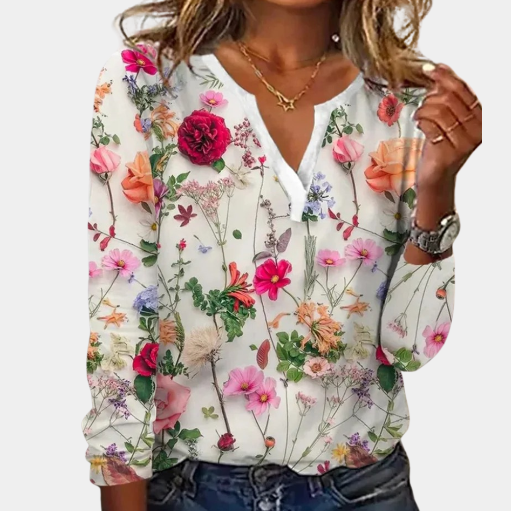 Morwen - Blusa casual de flores para mujer
