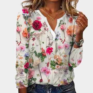 Morwen - Blusa casual de flores para mujer