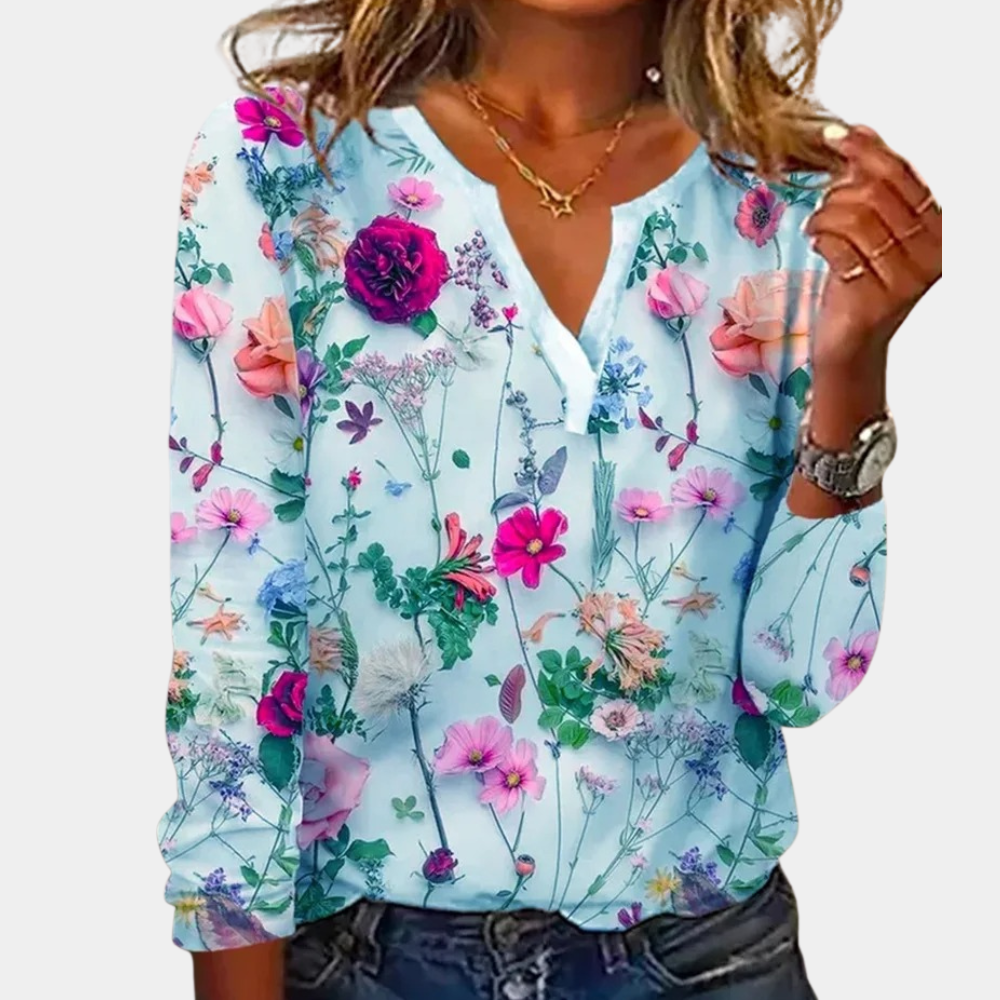 Morwen - Blusa casual de flores para mujer