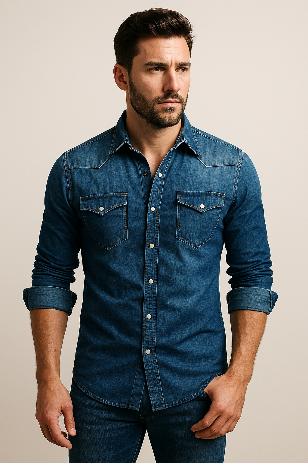 Maxime - Camisa holgada de denim para hombres