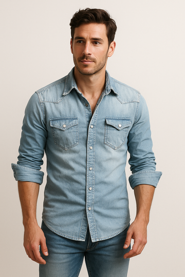 Maxime - Camisa holgada de denim para hombres