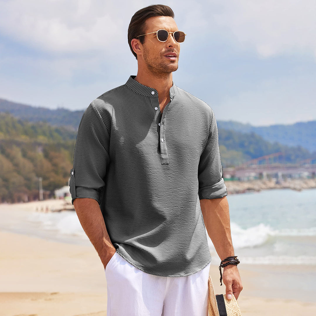 Jerrold - Camisa de verano simple con botones para hombres
