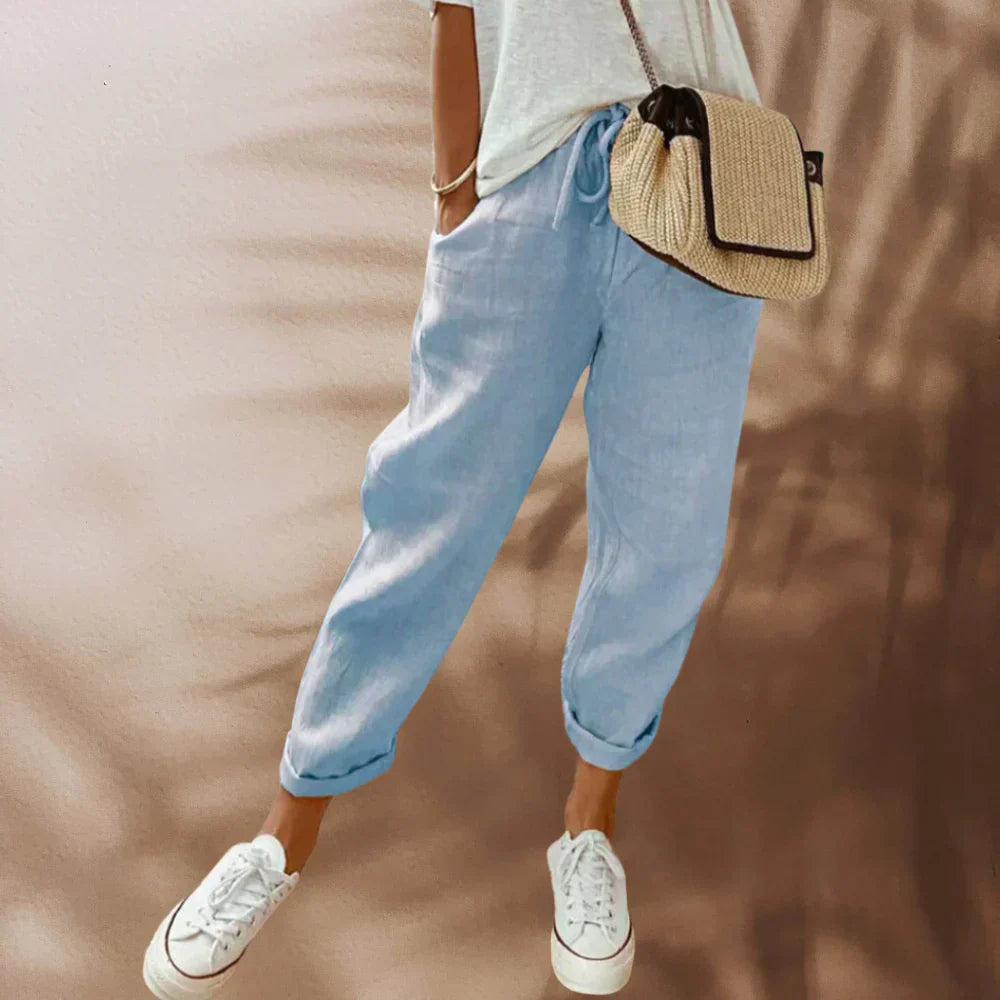 Emily - Un pantalón de lino casual y elegante.