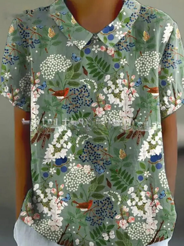 Shelby - Vintage Flores Blusa Mujer Casual