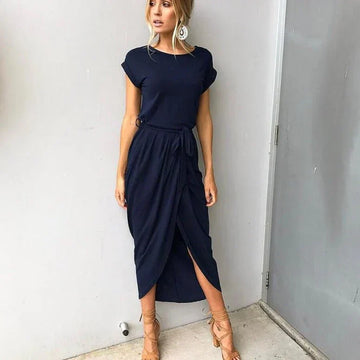 Terres - Vestido Midi Moderno de Mujer Abertura Elegante