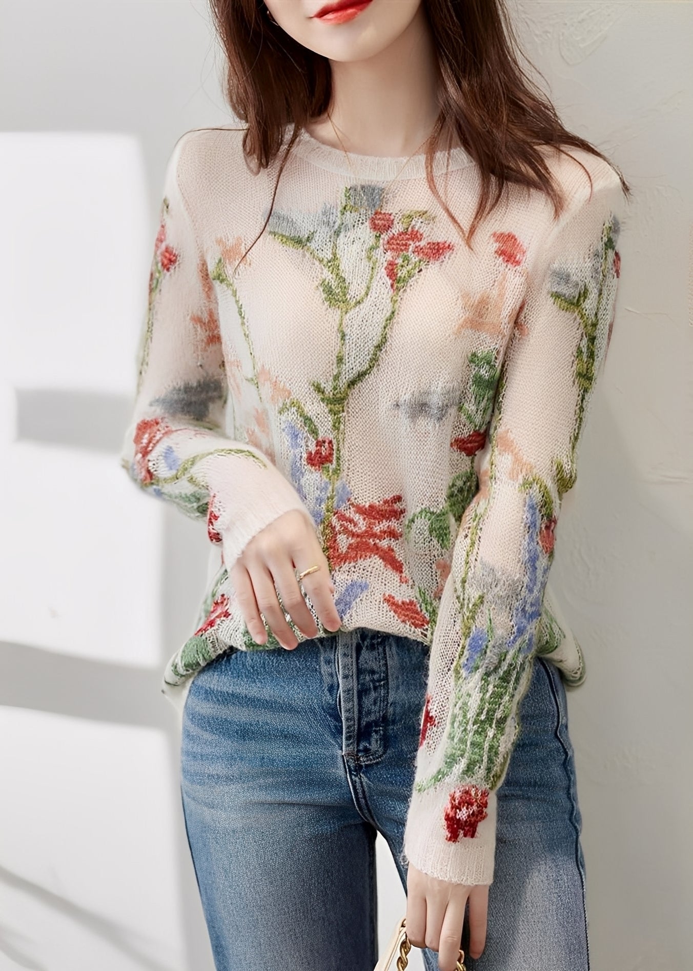 Gisselle - Elegante suéter de punto con diseño floral para mujer