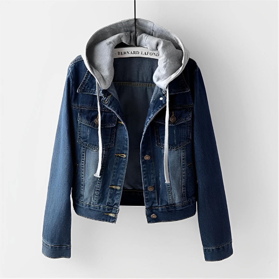 Adah - Chaqueta Vaquera de Manga Larga con Capucha Desmontable