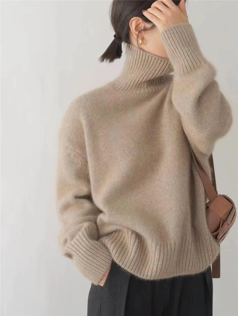 Melody - Lujoso Suéter de Cashmere Cuello Alto Mujer