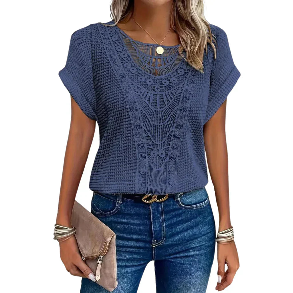 Cici - Top de encaje de mujer Casual Chic Cómodo