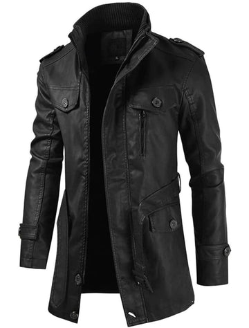 Uilleam - Chaqueta de Cuero Larga para Hombre Personalizada